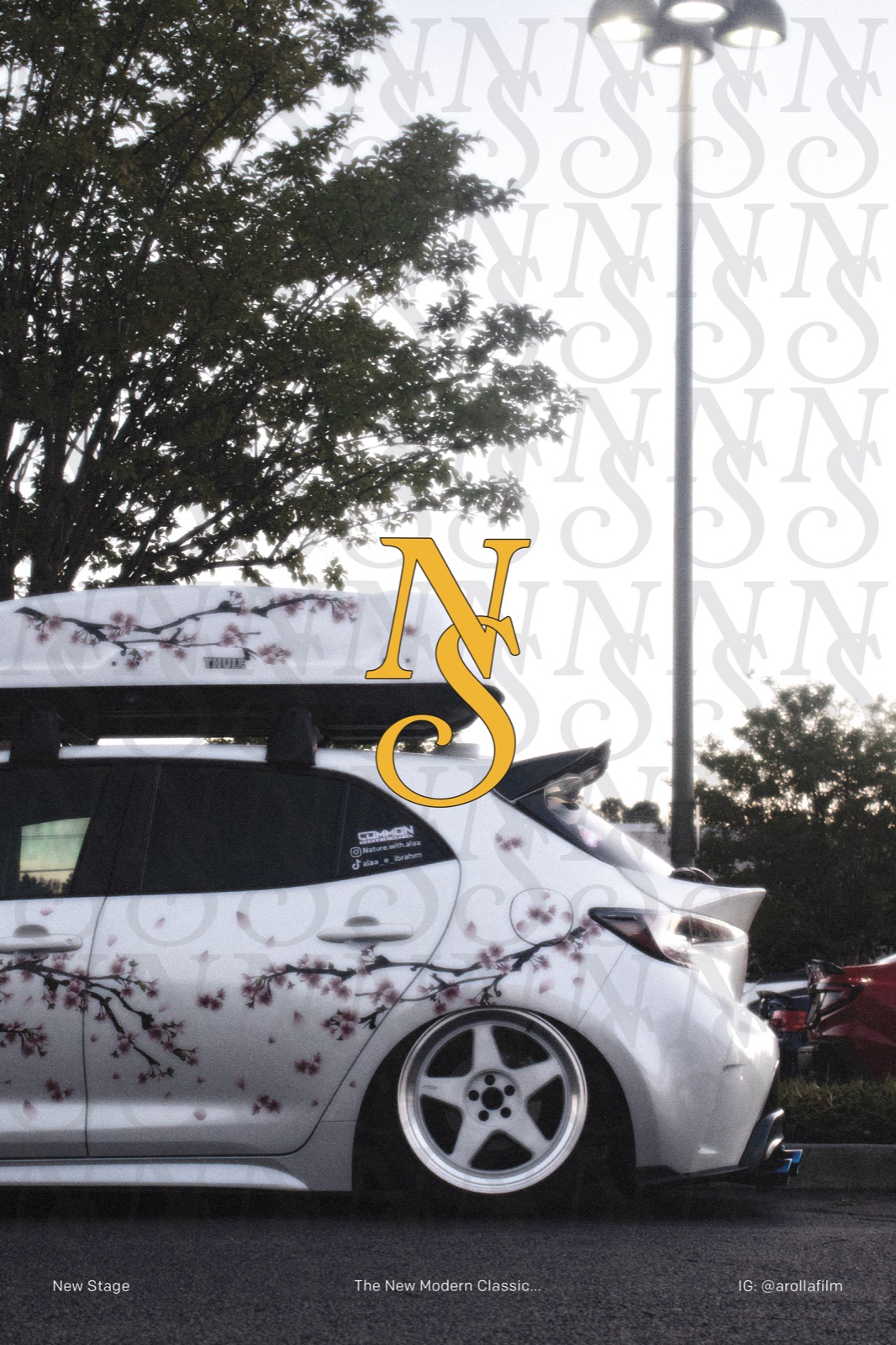 Poster four, sakura-wrapped Corolla